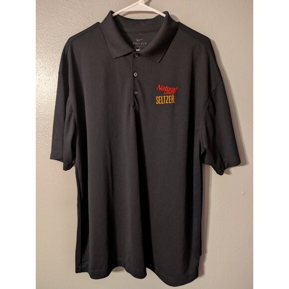 Nike Dri-Fit Polo Shirt XL Black Natural Light Seltzer Logo Beer Promo Golf - Picture 1 of 6
